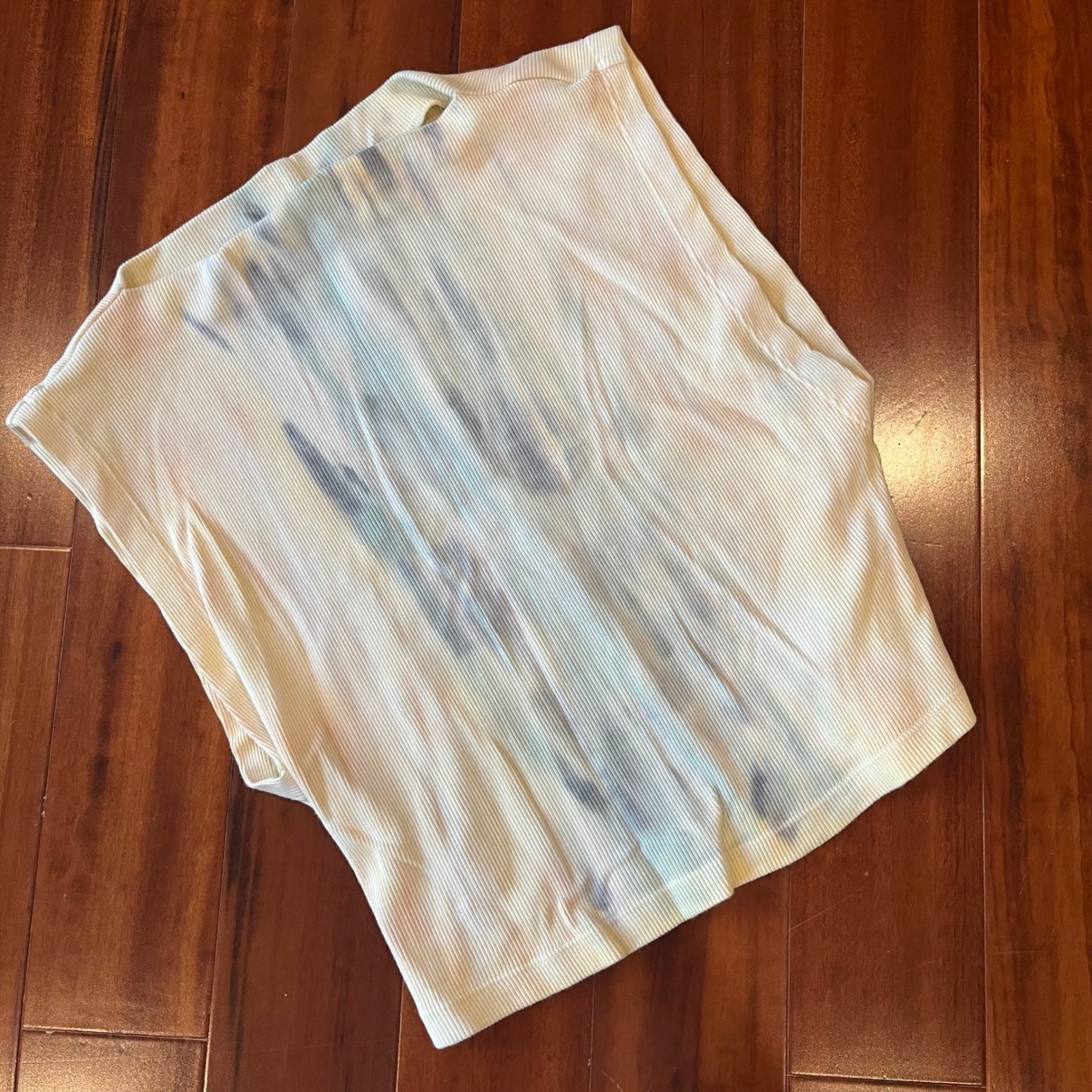 Yfb Muscle Tank Top Young Fabulous & Broke Ribbed Cream Blue Tie Dye Size Small